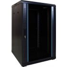 18 HE 19” Serverschrank, mit Glastür (BxTxH) 600 x 600 x 1000mm 