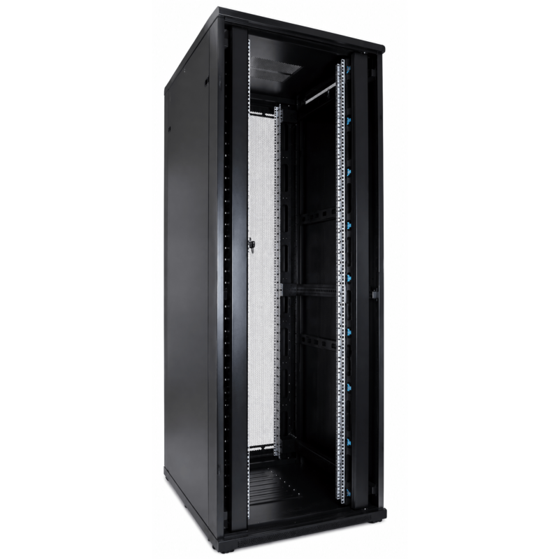 47 HE 19” Serverschrank, mit perforierter Doppelflügeltüren vorne und hinten (BxTxH) 800 x 800 x 2200mm 
