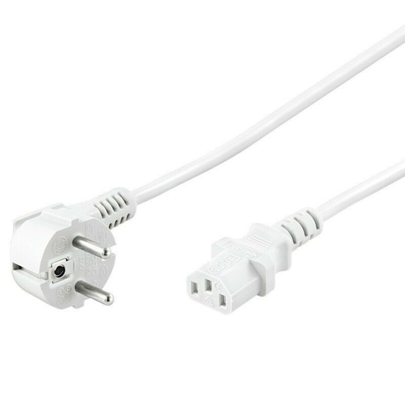 Netzkabel mit abgewinkeltem Schukostecker – C13-Kupplung –Weiß – 1,5 Meter
