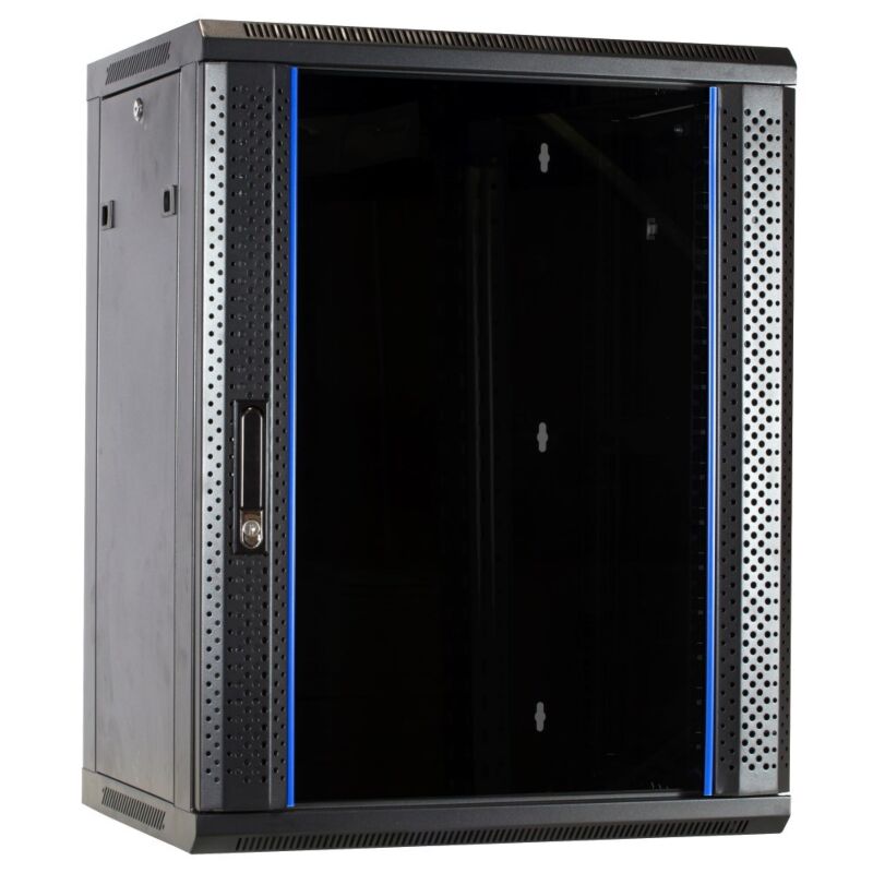 15 HE Serverschrank, Wandgehäuse, mit Glastür, nicht vormontiert (BxTxH) 600 x 450 x 770mm