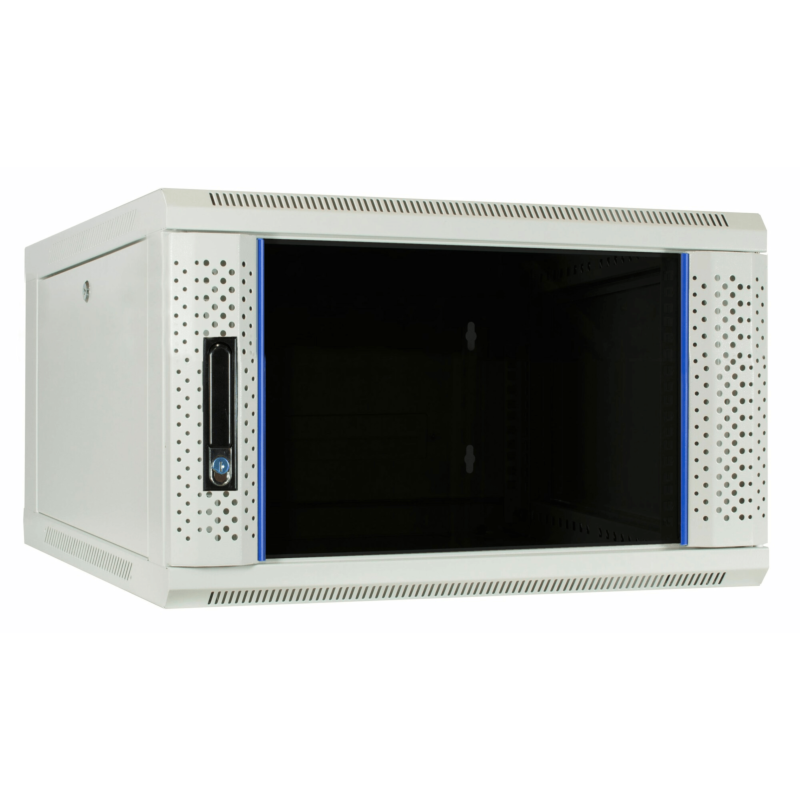 6 HE Serverschrank, Wandgehäuse mit Glastür, Weiß, (BxTxH) 600 x 600 x 368mm