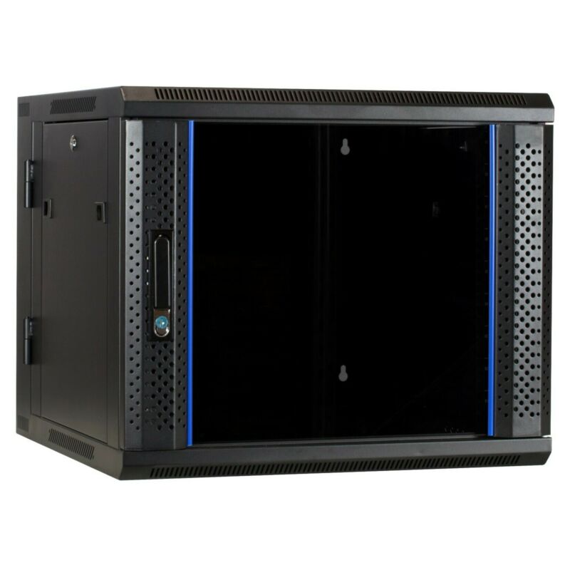 9 HE Serverschrank, wendbares Wandgehäuse mit Glastür (BxTxH) 600 x 600 x 501mm