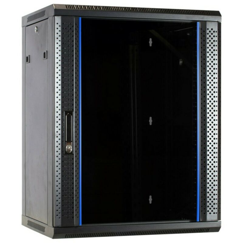 15 HE Serverschrank, Wandgehäuse mit Glastür (BxTxH) 600 x 600 x 770mm