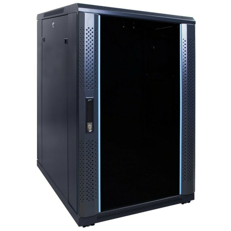 18 HE 19” Serverschrank, mit Glastür (BxTxH) 600 x 800 x 1000mm