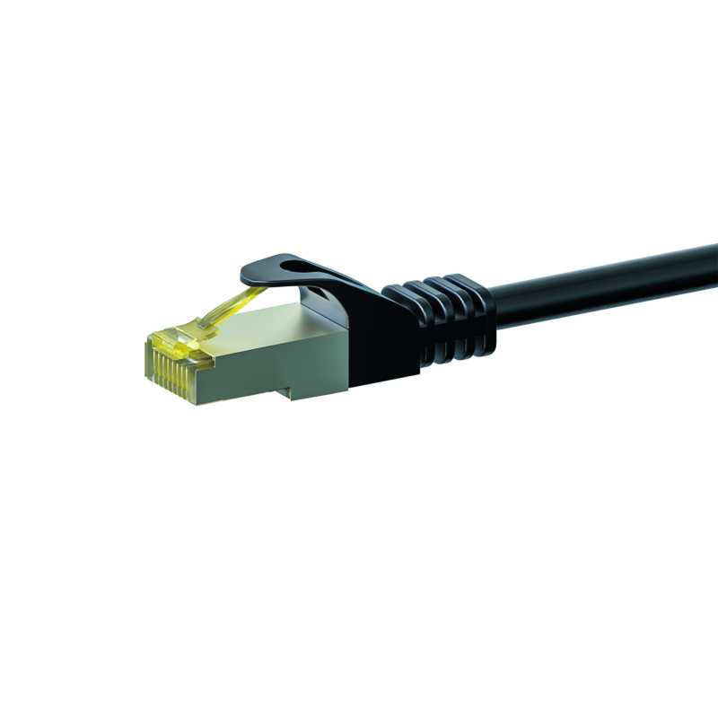 RJ45 Netzwerkkabel S/FTP (PiMF), mit CAT 7 Rohkabel, Schwarz, 5m