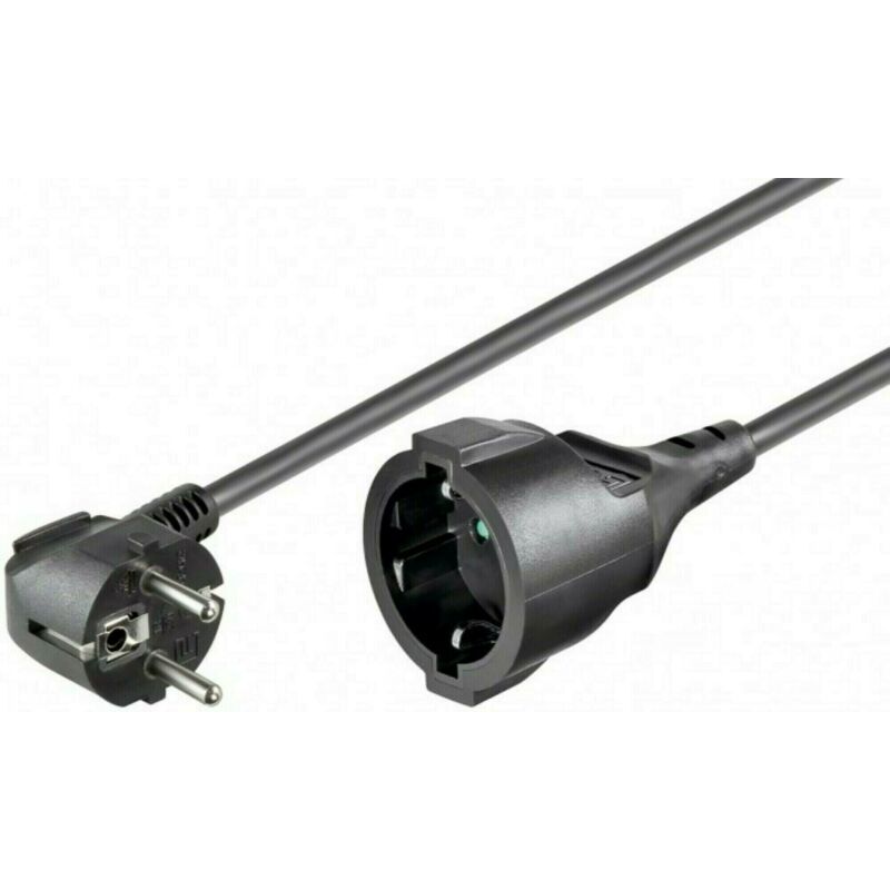 Stromkabel mit Schukostecker und Schukobuchse – Schwarz – 10 Meter