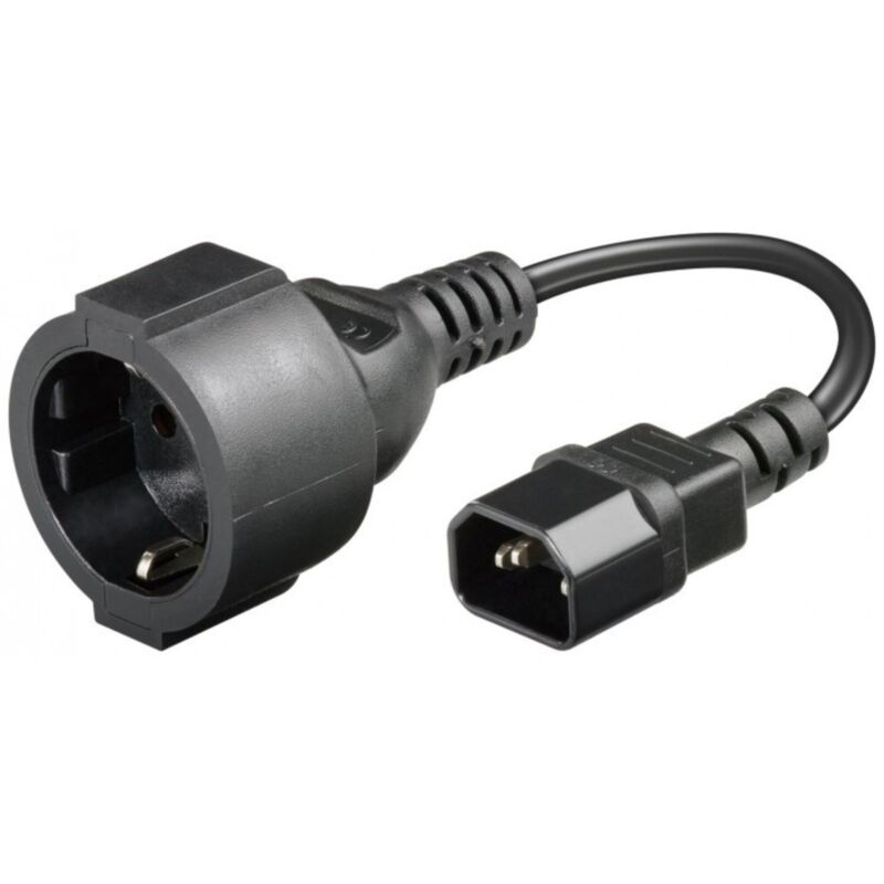 Stromkabel Netz-Adapter AC auf C14 – Schwarz – 0.15 Meter