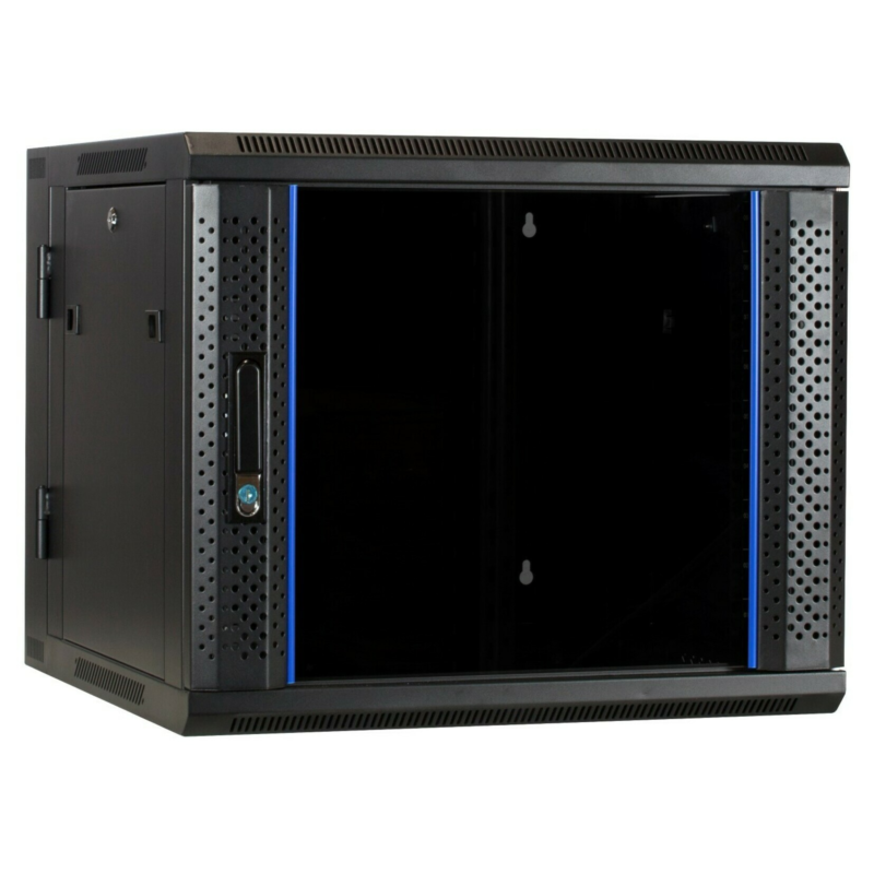 9 HE Serverschrank, wendbares Wandgehäuse mit Glastür (BxTxH) 600 x 600 x 501mm