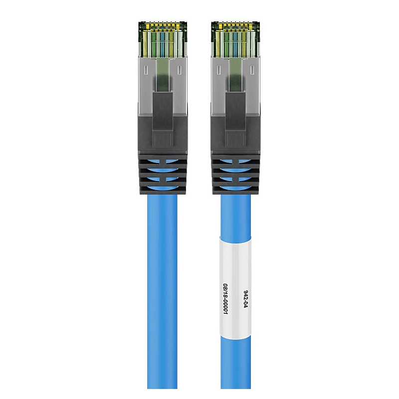 RJ45 Netzwerkkabel S/FTP (PiMF), mit CAT 8 Rohkabel, Blau, 2m