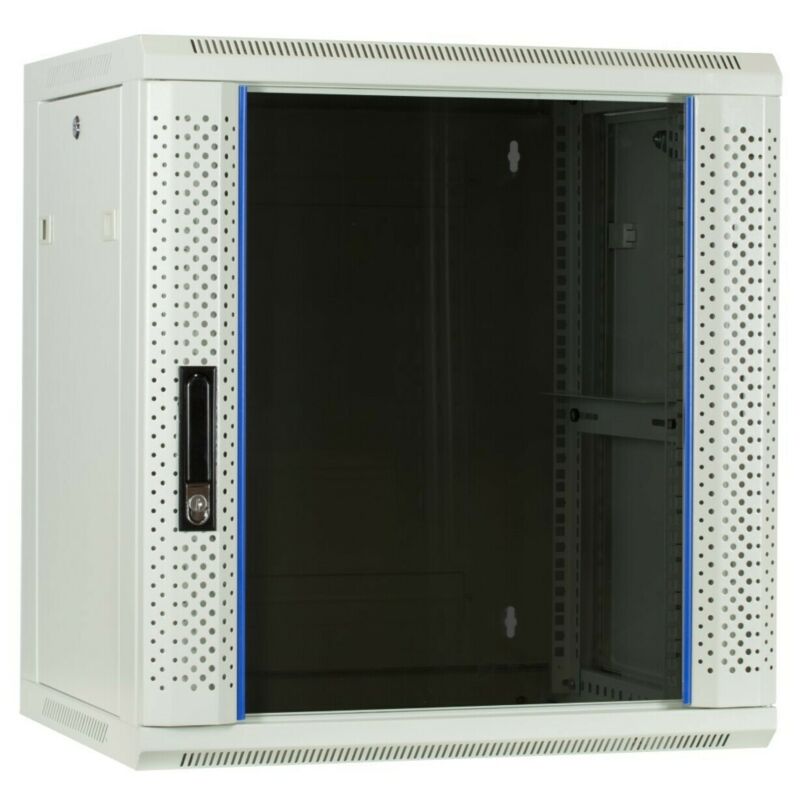 12 HE Serverschrank, Wandgehäuse, mit Glastür, Weiß, (BxTxH) 600 x 450 x 634mm 