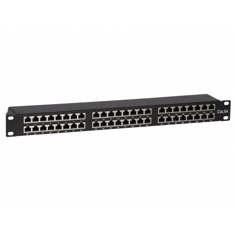 CAT 6a, STP Netzwerk-Patchpanel, 19”, 48-fach.