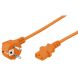 Netzkabel mit Schukostecker – C13-Kupplung – Orange – 2 Meter