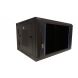 6 HE Serverschrank, wendbares Wandgehäuse mit Glastür und perforierten Seitenwänden 600x600x368mm