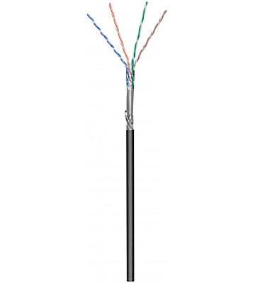 CAT6 Outdoor Netzwerkkabel, SF/UTP, AWG 23/1 (Starrleiter), 305 Meter, Schwarz, CCA