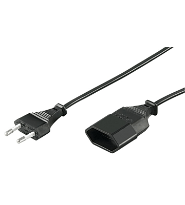 Stromkabel mit Eurostecker und Eurobuchse – Schwarz - 3 Meter