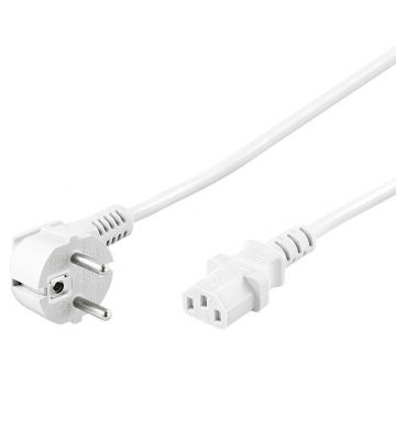 Netzkabel mit Schukostecker – C13-Kupplung – Weiß –5 Meter
