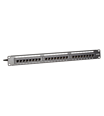 CAT 6a, UTP Netzwerk-Patchpanel, 19”, 24-fach.