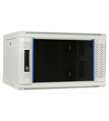6 HE Serverschrank, Wandgehäuse, mit Glastür, Weiß, (BxTxH) 600 x 450 x 367 mm 