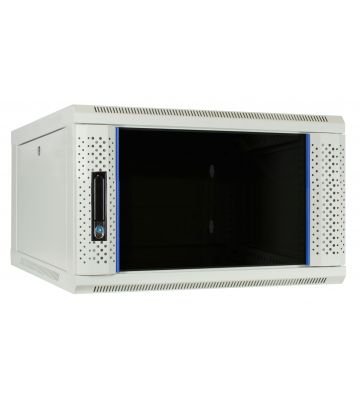 6 HE Serverschrank, Wandgehäuse mit Glastür, Weiß, (BxTxH) 600 x 600 x 368mm