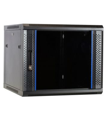 9 HE Serverschrank, 19” Wandgehäuse mit Glastür, nicht vormontiert (BxTxH) 600 x 600 x 501mm