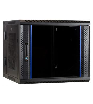 9 HE Serverschrank, wendbares Wandgehäuse mit Glastür und perforierten Seitenwänden (BxTxH) 600 x 600 x 501mm