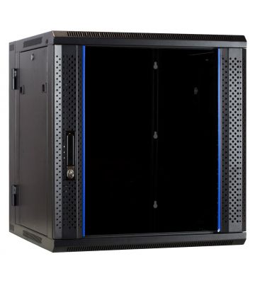 12 HE Serverschrank, wendbares Wandgehäuse mit Glastür (BxTxH) 600 x 600 x 635mm