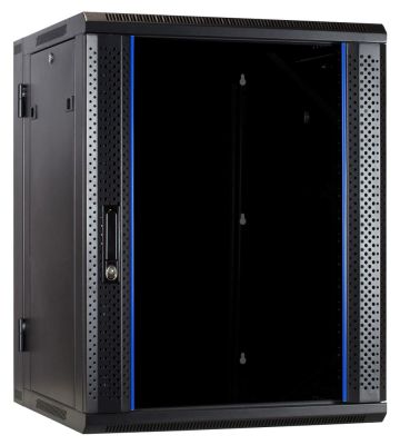 15 HE Serverschrank, wendbares Wandgehäuse mit Glastür (BxTxH) 600 x 600 x 770mm