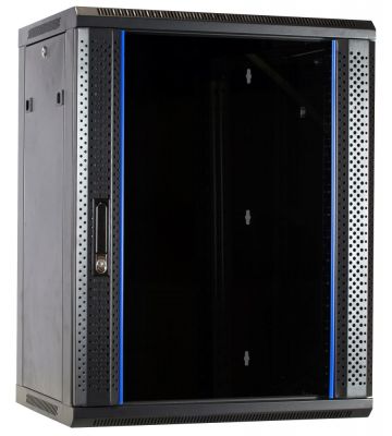 15 HE Serverschrank, Wandgehäuse mit Glastür, nicht vormontiert (BxTxH) 600 x 600 x 770mm