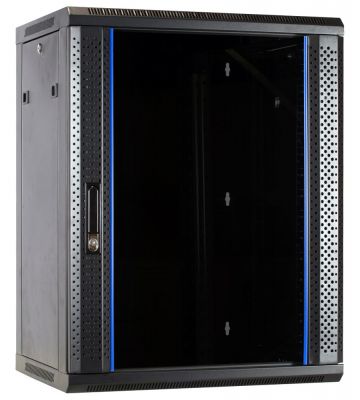 15 HE Serverschrank, Wandgehäuse mit Glastür (BxTxH) 600 x 600 x 770mm