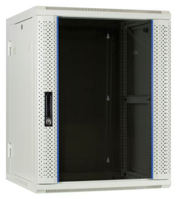 15 HE Serverschrank, wendbares Wandgehäuse mit Glastür, Weiß (BxTxH) 600 x 600 x 770mm