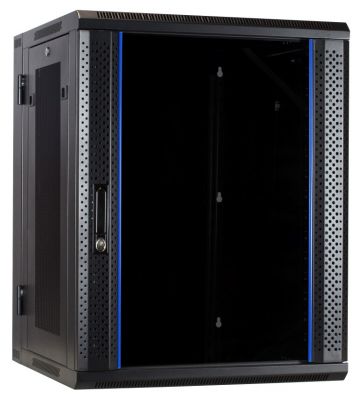 15 HE Serverschrank, wendbares Wandgehäuse mit Glastür und perforierten Seitenwänden (BxTxH) 600 x 600 x 770mm