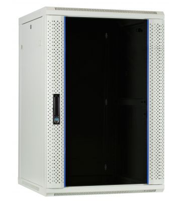 18 HE weißer Serverschrank, Wandgehäuse mit Glastür (BxTxH) 600 x 600 x 900mm