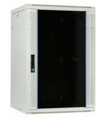 27 HE Serverschrank, Wandgehäuse mit Glastür (BxTxH) 600 x 600 x 1300mm weiß