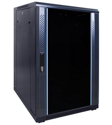 18 HE 19” Serverschrank, mit Glastür, unmontiert (BxTxH) 600 x 800 x 1000mm 
