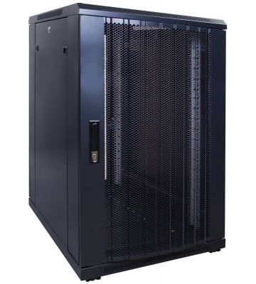 18 HE 19” Serverschrank, mit perforierter Fronttür (BxTxH) 600 x 800 x 1000mm 