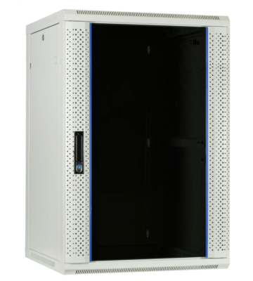 22 HE Serverschrank, Wandgehäuse mit Glastür (BxTxH) 600 x 600 x 1100mm weiß