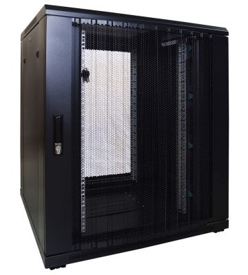 18 HE 19” Serverschrank, mit perforierter Fronttür (BxTxH) 800 x 800 x 1000mm 