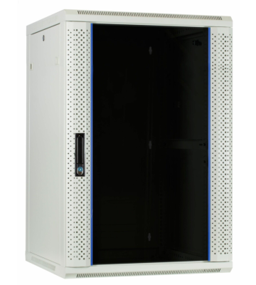 27 HE Serverschrank, Wandgehäuse mit Glastür (BxTxH) 600 x 600 x 1300mm weiß