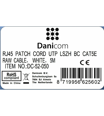 CAT5e Netzwerkkabel, U/UTP, 5 meter, Weiß, 100% Kupfer