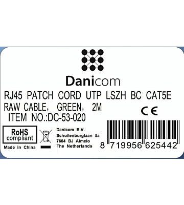 CAT5e Netzwerkkabel, U/UTP, 2 meter, Grün, 100% Kupfer