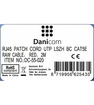 CAT5e Netzwerkkabel, U/UTP, 2 meter, Rot, 100% Kupfer