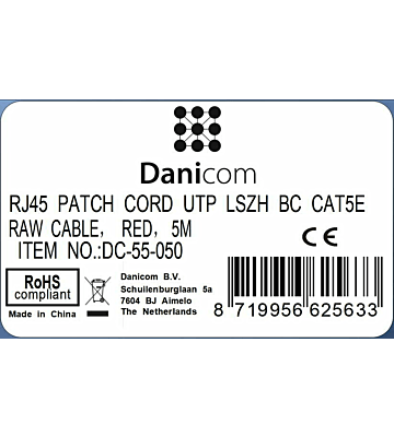 CAT5e Netzwerkkabel, U/UTP, 5 meter, Rot, 100% Kupfer