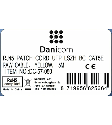 CAT5e Netzwerkkabel, U/UTP, 5 meter, Gelb, 100% Kupfer