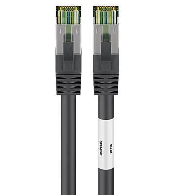 RJ45 Netzwerkkabel S/FTP (PiMF), mit CAT 8 Rohkabel, Schwarz, 2m