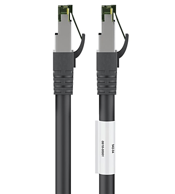 RJ45 Netzwerkkabel S/FTP (PiMF), mit CAT 8 Rohkabel, Schwarz, 2m
