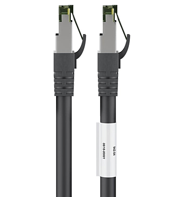 RJ45 Netzwerkkabel S/FTP (PiMF), mit CAT 8 Rohkabel, Schwarz, 5m
