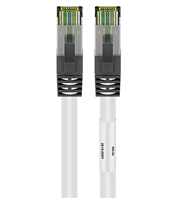 RJ45 Netzwerkkabel S/FTP (PiMF), mit CAT 8 Rohkabel, Weiß, 5m