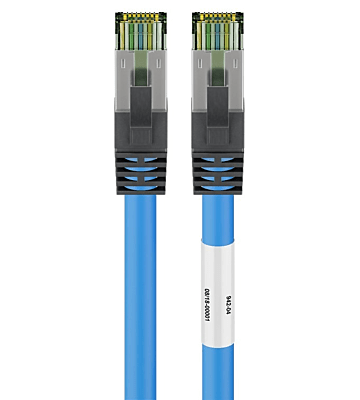 RJ45 Netzwerkkabel S/FTP (PiMF), mit CAT 8 Rohkabel, Blau, 5m