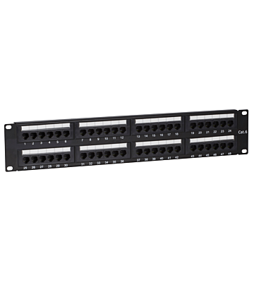 CAT6, UTP Netzwerk-Patchpanel, 19”, 48-fach.
