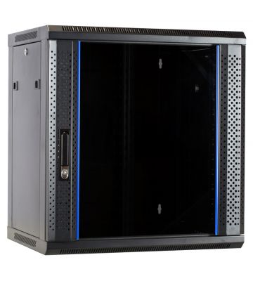 12 HE Serverschrank, Wandgehäuse, mit Glastür, nicht vormontiert (BxTxH) 600 x 450 x 634mm 